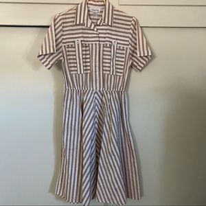 Vintage 50s Brown & Cream Stripped Dress